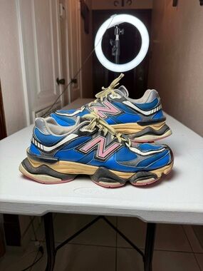 Mens Size 13 New Balance 9060 Blue Oasis Pink Sneakers Beat used